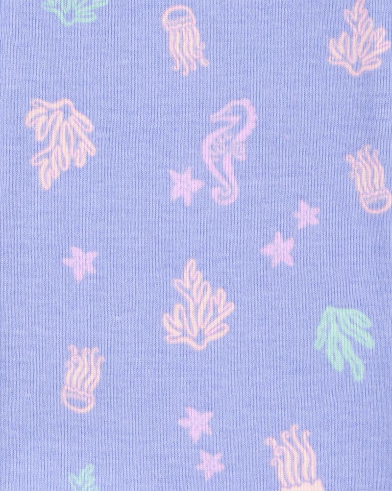Baby Girl 1-Piece Jellyfish 100% Snug Fit Cotton Footless Pajamas - Blue, image 3 of 4 slides