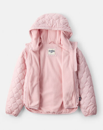 Girls Long-Sleeve Midweight Quilted Jacket - Pink, 