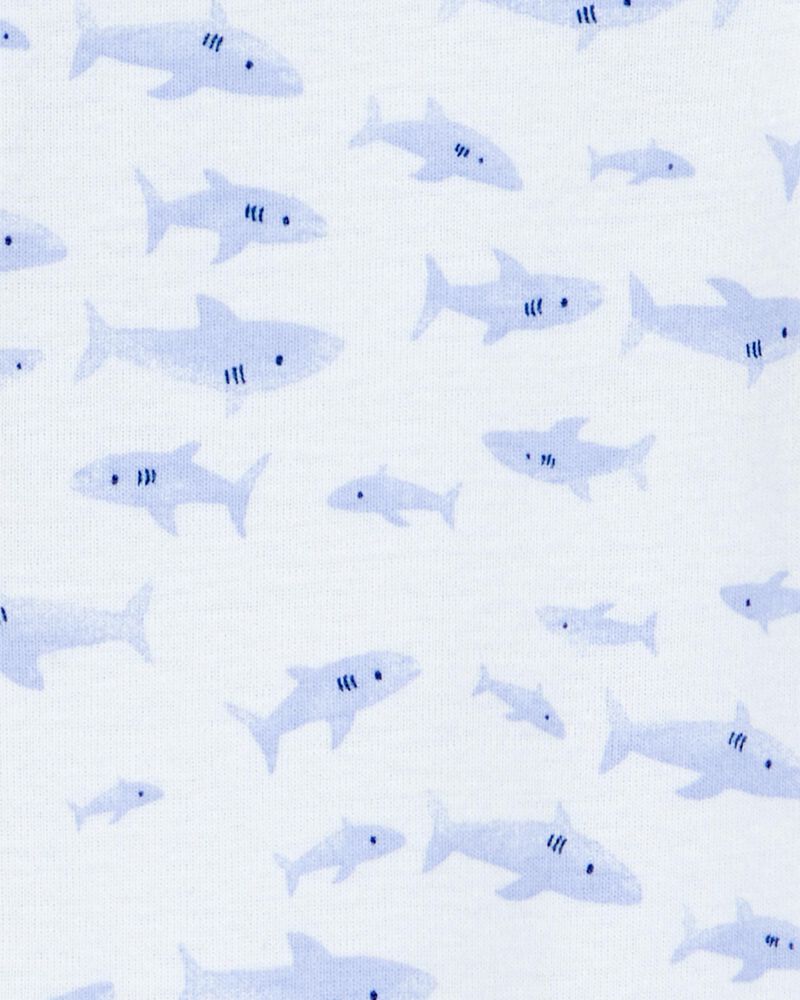 Baby Boy 1-Piece Shark Print 100% Snug Fit Cotton Footie Pajamas - Blue, image 2 of 3 slides