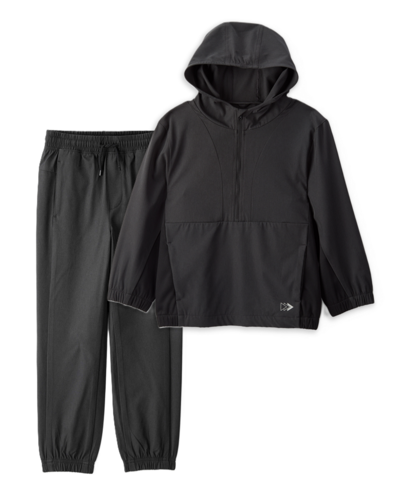 Boys 2-Piece Windbreaker Top & Joggers Set - Black, image 1 of 6 slides