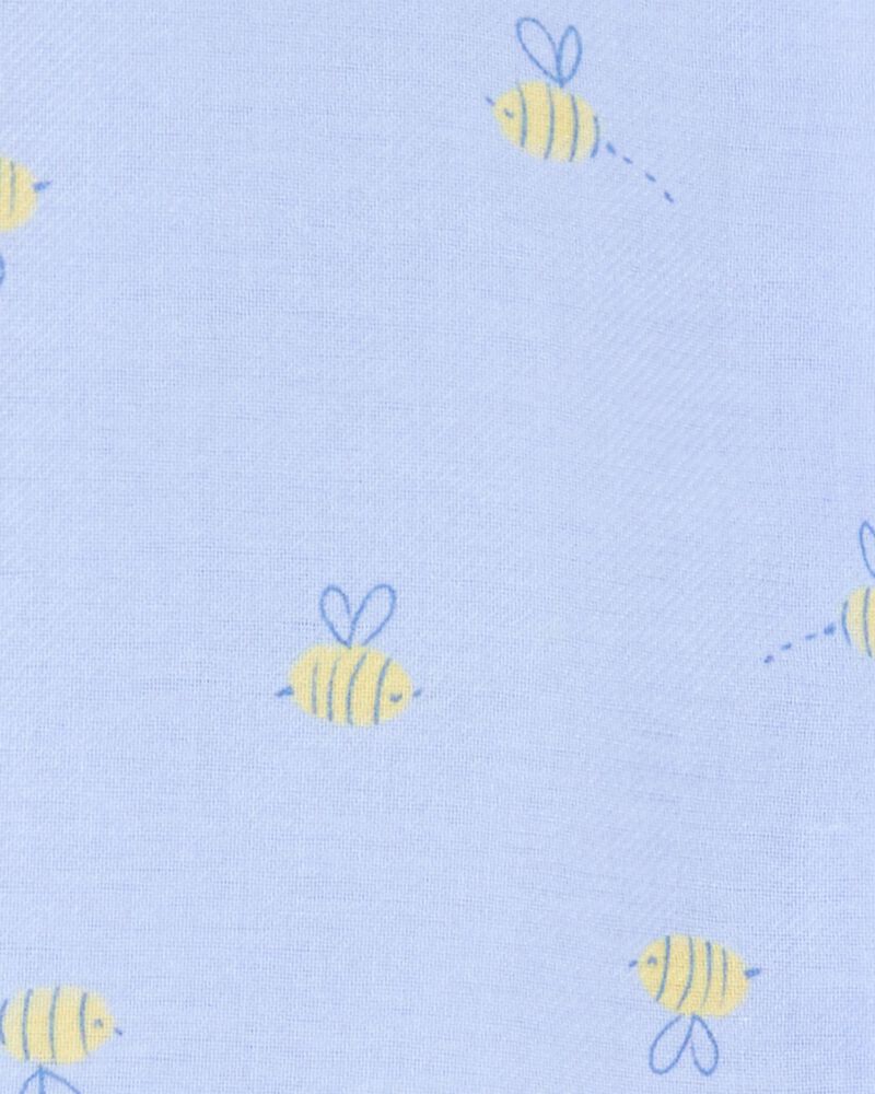 Toddler Bee Print Loose Fit 2-Piece Pajamas - Blue, image 2 of 3 slides