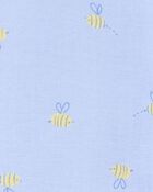 Toddler Bee Print Loose Fit 2-Piece Pajamas - Blue, image 2 of 3 slides
