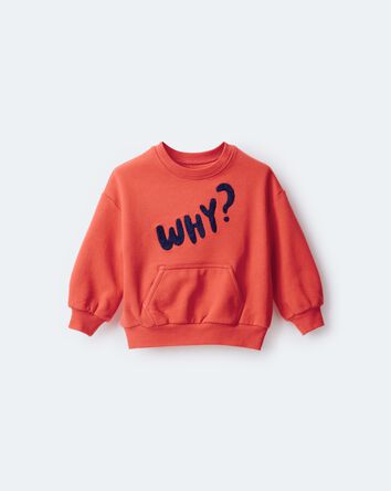 Toddler 'Why?' Graphic Pullover Sweatshirt - Orange, 