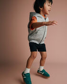Toddler Boy French Terry Hooded Vest with Pocket - Heather Grey, image 4 of 5 slides