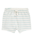 Baby 2-Piece Striped Pocket Tee & Pull-On Slub Jersey Shorts Set - Ivory/Mint, image 5 of 6 slides