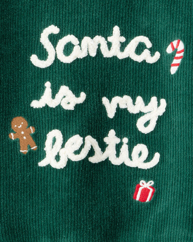 Baby 2-Piece Santa Is My Bestie Long-Sleeve Tee & Pant Set - Green, image 4 of 5 slides