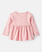 Baby Girl Long-Sleeve Peplum Top - Pink, image 1 of 3 slides
