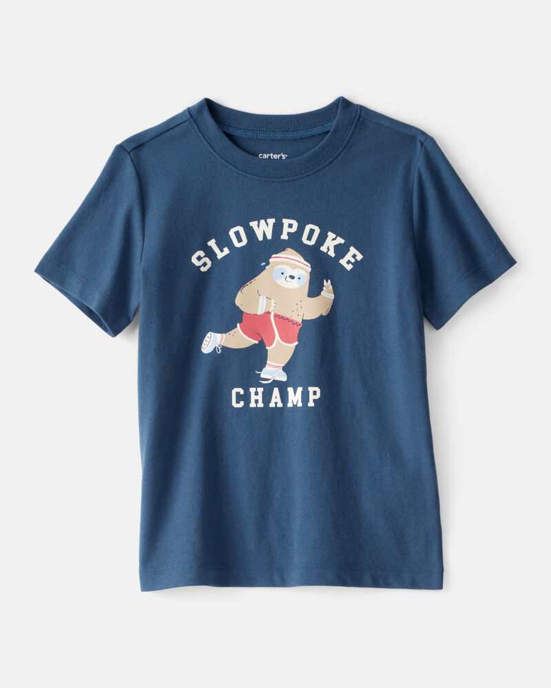 Toddler Boy "Slowpoke Champ" Short-Sleeve Graphic Tee - Blue, image 1 of 3 slides