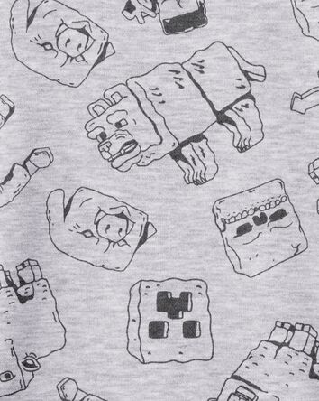 Kid Minecraft Print Pullover - Grey, 