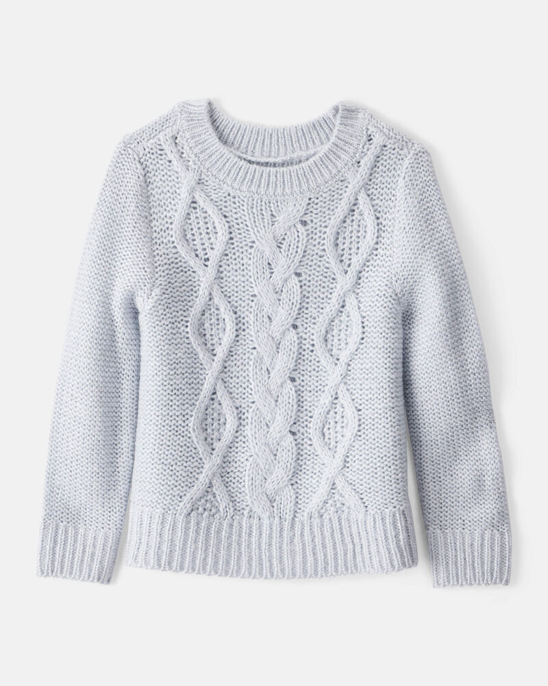 Toddler Girl Metallic Cable Knit Long-Sleeve Sweater - Blue, image 1 of 4 slides
