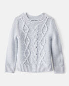 Toddler Girl Metallic Cable Knit Long-Sleeve Sweater - Blue, image 1 of 4 slides