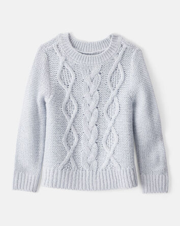 Toddler Girl Metallic Cable Knit Long-Sleeve Sweater - Blue, 