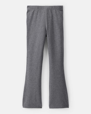 Girls Solid Cotton Flare Stretch Leggings - Grey, 