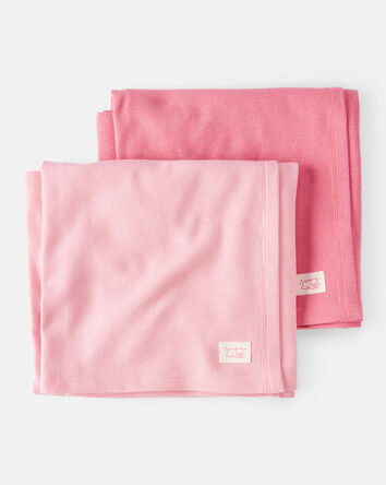 Baby Girl 2-Pack Waffle Knit Blankets - Pink, 