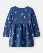 Toddler Girl Mushroom Print Long-Sleeve Cotton Dress - Blue, image 2 of 4 slides