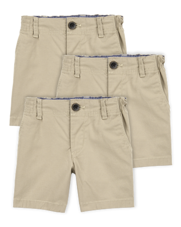 Toddler Boy 3-Pack Stretch Chino Uniform Shorts - Khaki, 