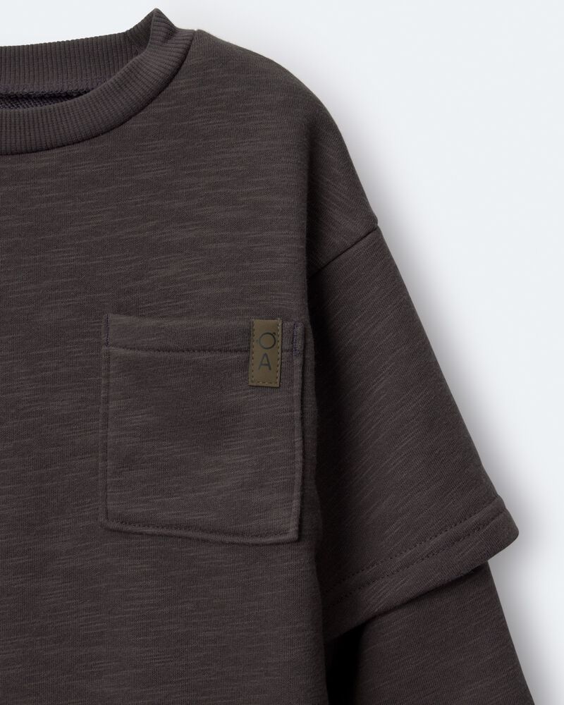 Toddler Boy Long-Sleeve Pocket Tee - Dark Grey, image 6 of 6 slides