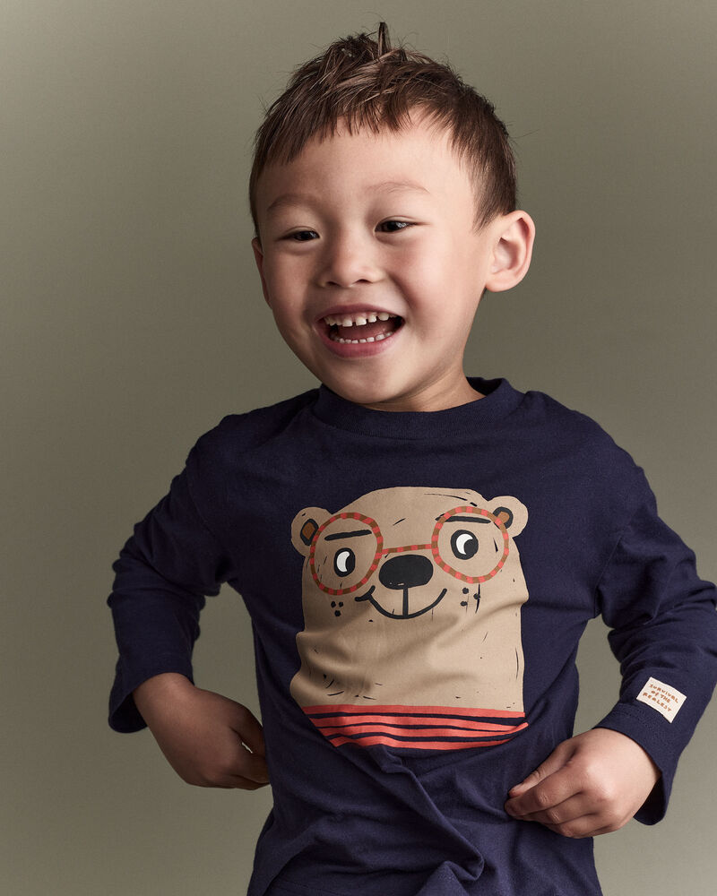 Toddler Boy Otter Long-Sleeve Relaxed Graphic Tee - Navy, image 6 of 7 slides