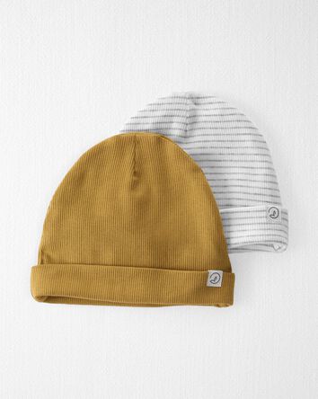 Baby 2-Pack Organic Cotton Rib Caps, 