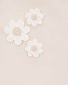 Toddler Twill Floral Embroidered Shortalls - Ivory, image 3 of 4 slides