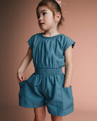 Toddler Girl Ric-Rac Swing Romper with Pockets - Blue, image 3 of 5 slides