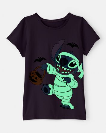 Girls Glow-In-The-Dark Halloween Disney&copy; Lilo & Stitch Mummy Short-Sleeve Graphic Tee - Purple, 