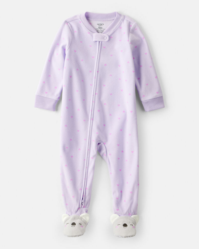 Toddler Girl Koala Loose Fit 1-Piece Pajamas - Purple, image 1 of 4 slides