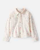 Toddler Girl Heart Print Long-Sleeve Flannel - Cream, image 1 of 4 slides