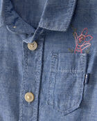 Baby Boy Disney&copy; Winnie the Pooh Chambray Embroidered Button-Down Shirt - Medium Wash, image 2 of 4 slides