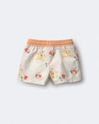 Toddler Boy Swim Trunks in Sandcastle Print - Cream, image 5 of 6 slides