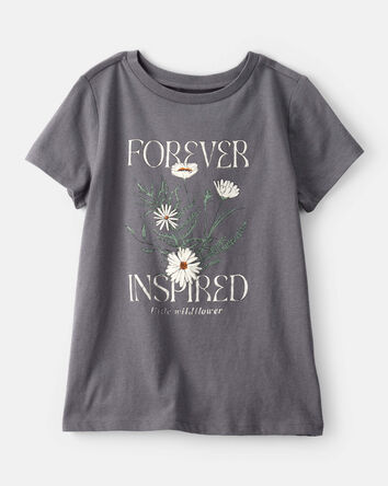 Girls Wildflower Short-Sleeve Graphic Tee - Grey, 