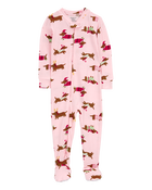 Baby Girl 1-Piece Christmas Dog PurelySoft Footie Pajamas, image 1 of 4 slides