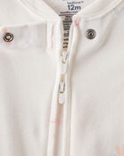 Baby Girl Dinosaur Print 100% Cotton Long-Sleeve 2-Way Zip 1-Piece Pajamas - White, image 2 of 4 slides