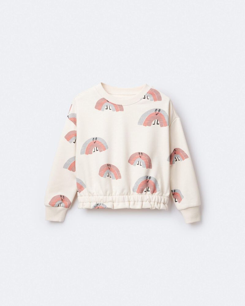 Toddler Girl Rainbow Paperbag Sweatshirt - Cream, image 2 of 7 slides