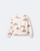 Toddler Girl Rainbow Paperbag Sweatshirt - Cream, image 2 of 7 slides