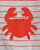 Baby Boy Crab Striped Cotton Blend Short-Sleeve Romper, image 3 of 4 slides