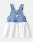 Baby Eyelet Denim Jumper Dress, image 2 of 5 slides