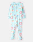Toddler Girl Donuts DreamPlush Long-Sleeve Snug Fit 1-Piece Pajamas - Blue, image 1 of 3 slides