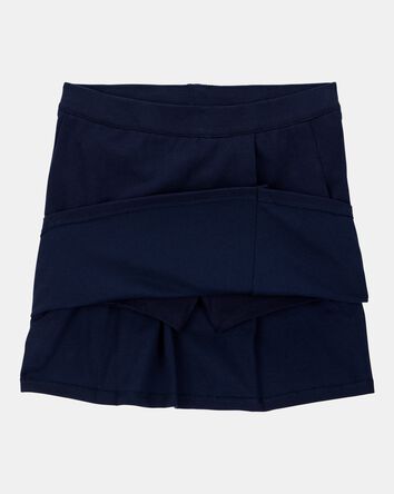 Girls Ponte Knit Uniform Skort - Navy, 