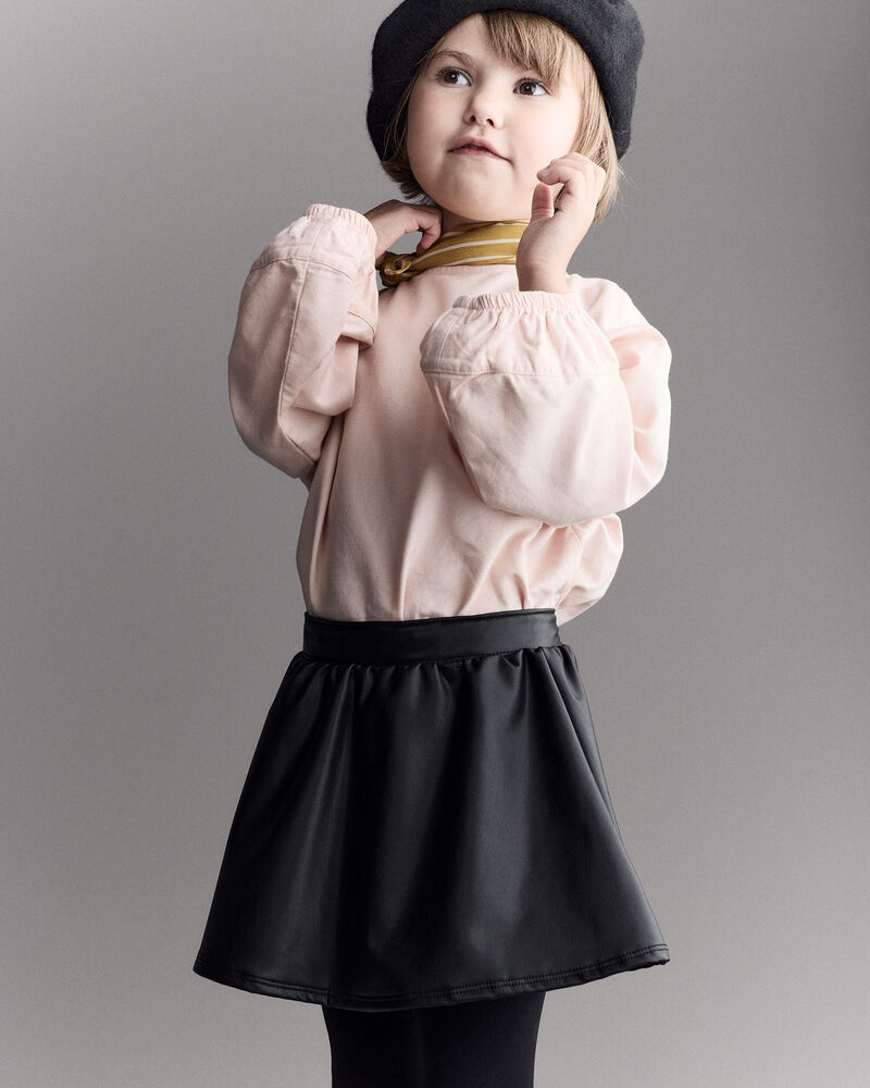 Toddler Girl Reagan Skort in Faux Leather - Black, image 6 of 8 slides