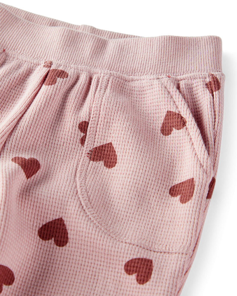 Baby Waffle Knit Set Made with Organic Cotton in Heart Print, image 3 of 5 slides