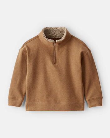 Toddler Boy Long-Sleeve Quarter-Zip Pullover Sweatshirt - Brown, 
