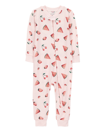 Toddler Fruit Print Zip-Up PurelySoft Footless 1-Piece Pajamas - Pink, 