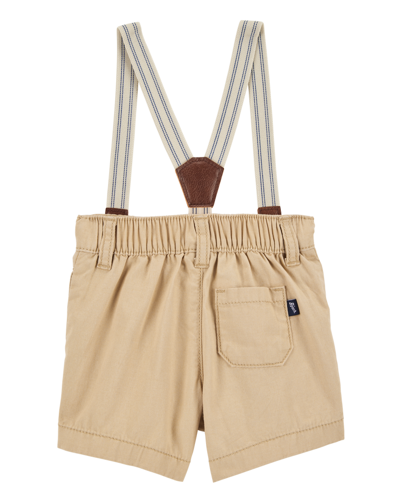 Baby Boy Suspender Shorts - Khaki, image 2 of 4 slides
