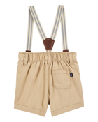 Baby Boy Suspender Shorts - Khaki, image 2 of 4 slides