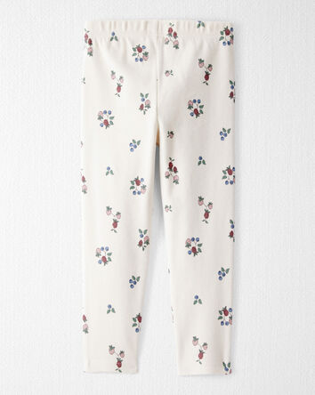 Toddler Girl Organic Cotton Ribbed Knit Pants in Berry Blossom Print, 