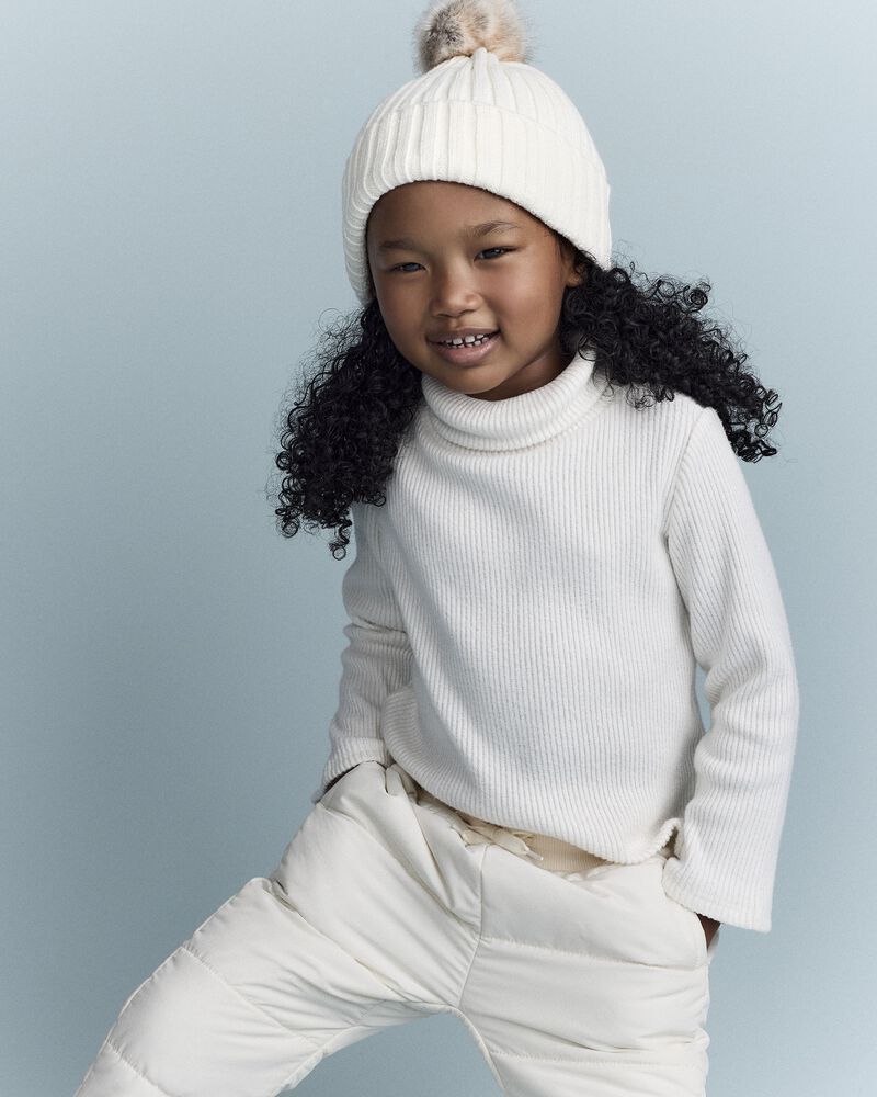 Toddler Girl Turtleneck Long-Sleeve Top - Cream, image 1 of 6 slides