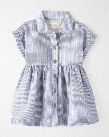 Baby Organic Cotton Striped Button-Front Dress, 