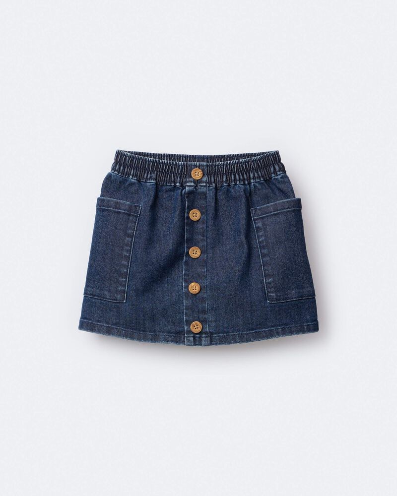 Toddler Girl Denim Skirt with Otter Pockets - Blue, image 2 of 6 slides