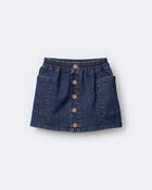 Toddler Girl Denim Skirt with Otter Pockets - Blue, image 2 of 6 slides